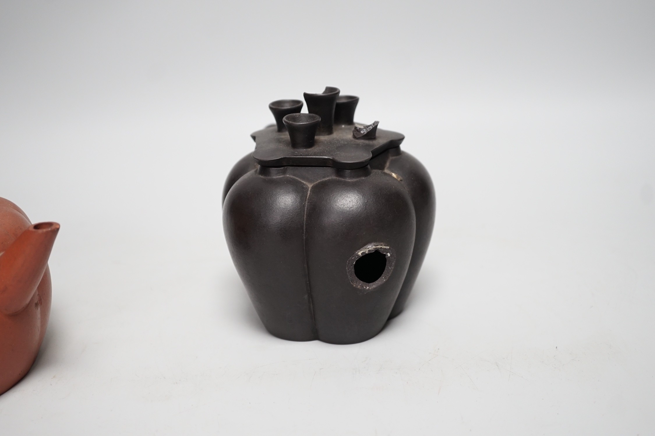 Four Chinese Yixing pottery teapots, tallest 10cm